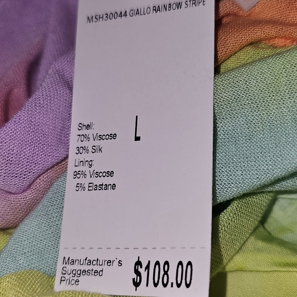 NWT Belle France Giallo  Rainbow Stripe  Ombre Womens Maxi Skirt Sz L Org $108 - Picture 9 of 9